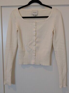 Reformation Aura Cotton Cardigan In Fior Di Latte